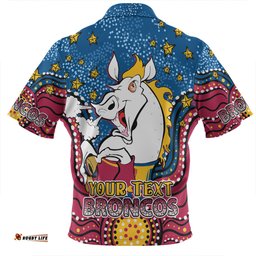 Brisbane Broncos Custom Zip Polo Shirt - Custom With Aboriginal Inspired Style Of Dot Painting Patterns  Zip Polo Shirt