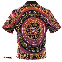 Australia Aboriginal Zip Polo Shirt - Aboriginal Dot Art Design Zip Polo Shirt
