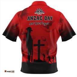 Australia Zip Polo Shirt Anzac Day Lest We Forget Red Poppy