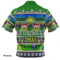 Canberra Raiders Christmas Aboriginal Custom Zip Polo Shirt - Indigenous Knitted Ugly Xmas Style Zip Polo Shirt
