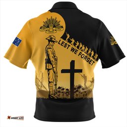 Australia Zip Polo Shirt Custom Anzac Day Soldiers Lest We Forget Poppy