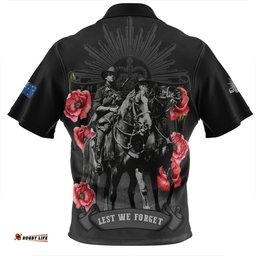 Australia Zip Polo Shirt - Anzac Day Lest We Forget The Light Horse