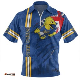 Parramatta Eels Zip Polo Shirt - Happy Australia Day Flag Scratch Style