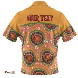 Australia Aboriginal Custom Zip Polo Shirt - Abstract Seamless Pattern With Aboriginal Inspired Zip Polo Shirt