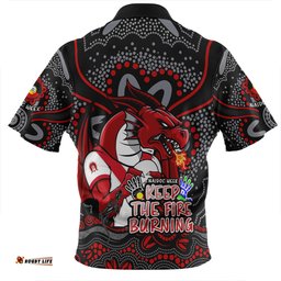 St. George Illawarra Dragons Zip Polo Shirt Aboriginal Inspired Naidoc Week Custom For Die Hard Fan Supporters