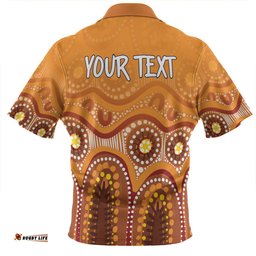 Australia Aboriginal Custom Zip Polo Shirt - Brown Aboriginal Dot Zip Polo Shirt