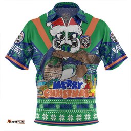 New Zealand Warriors Christmas Custom Zip Polo Shirt - Warriors Santa Aussie Big Things Zip Polo Shirt