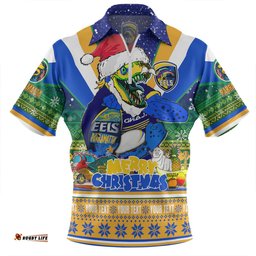 Parramatta Eels Christmas Custom Zip Polo Shirt - Parramatta Eels Santa Aussie Big Things Christmas Zip Polo Shirt
