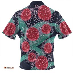 Australia Aboriginal Zip Polo Shirt - Australian Hakea Flower Artwork Zip Polo Shirt