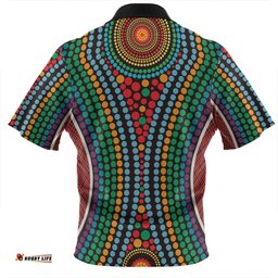 Australia Dot Painting Inspired Aboriginal Zip Polo Shirt - Dot Color In The Aboriginal Style Zip Polo Shirt