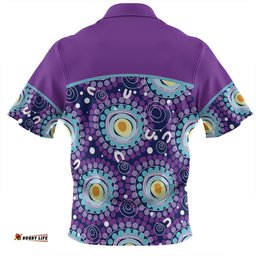 Australia Aboriginal Custom Zip Polo Shirt - Purple Abstract Seamless Pattern With Aboriginal Inspired Zip Polo Shirt