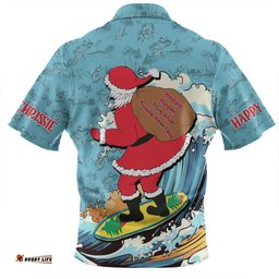 Australia Surfing Christmas Zip Polo Shirt - Santa Happy Chrissie Tropical Pattern Zip Polo Shirt