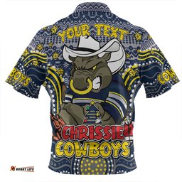 North Queensland Cowboys Christmas Custom Zip Polo Shirt - Christmas Knit Patterns Vintage Jersey Ugly Zip Polo Shirt