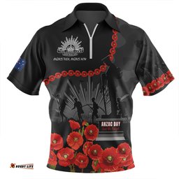Australia Anzac Day Zip Polo Shirt - Anzac Day Lest We Forget Camouflage Pattern Zip Polo Shirt
