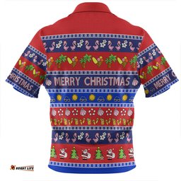 Australia Christmas Custom Zip Polo Shirt - Aussie Christmas Flamingo Summer Vibes Blue Zip Polo Shirt