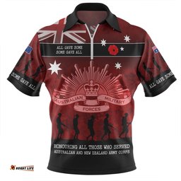 Australia Anzac Day Zip Polo Shirt - Australia and New Zealand Warriors All gave some Some Gave All Red Zip Polo Shirt