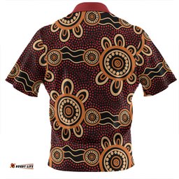 Australia Dot Painting Inspired Aboriginal Zip Polo Shirt - Aboriginal Dot Pattern Painting Art Zip Polo Shirt