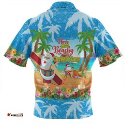 Australia Christmas Custom Zip Polo Shirt - Have A Very Beachy Chrissie Xmas Zip Polo Shirt