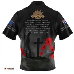 Australia Anzac Day Zip Polo Shirt - Australia Remember Black Zip Polo Shirt
