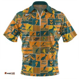Australia Wallabies Zip Polo Shirt - Team Of Us Die Hard Fan Supporters Comic Style Zip Polo Shirt