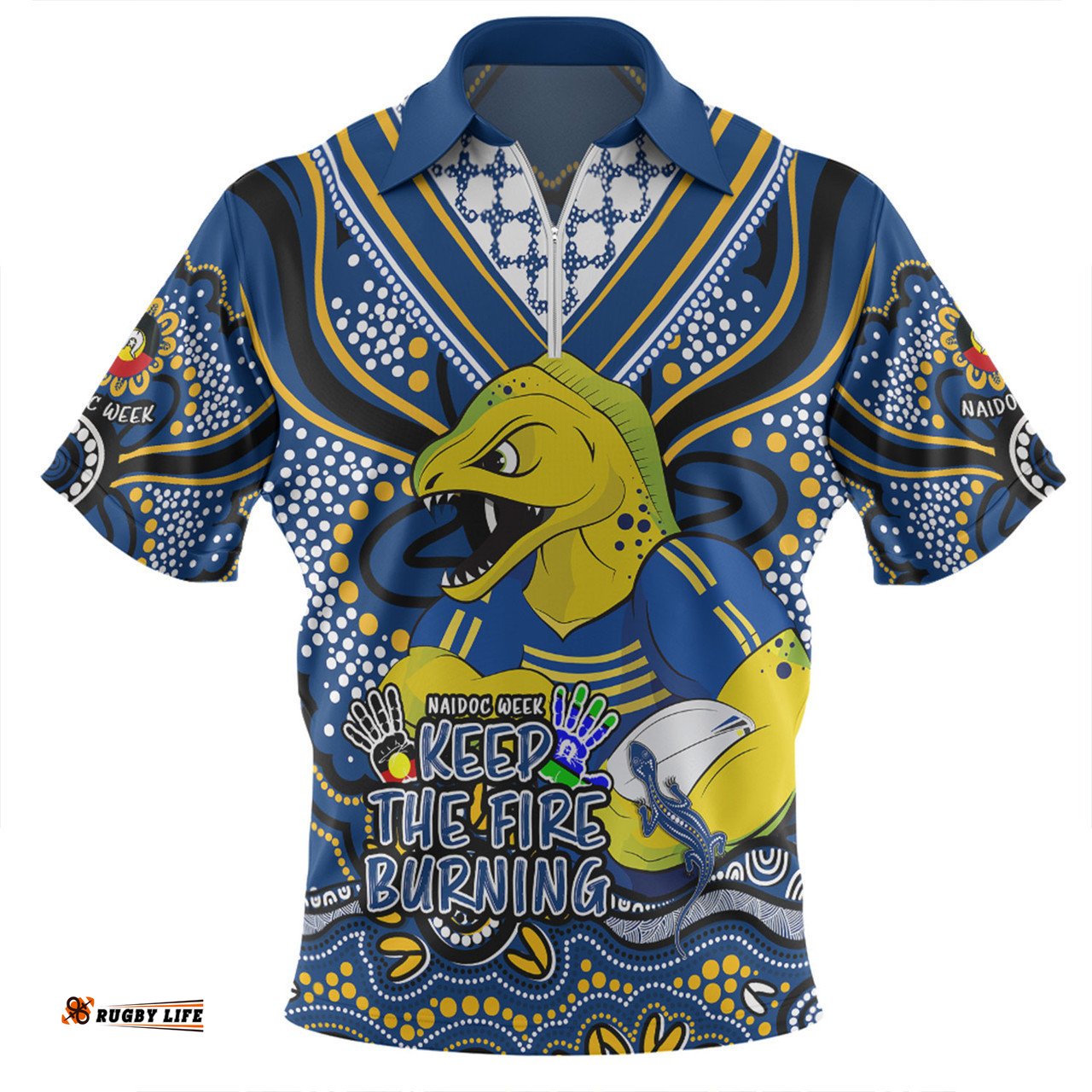 Parramatta Eels Zip Polo Shirt Aboriginal Inspired Naidoc Week Custom For Die Hard Fan Supporters
