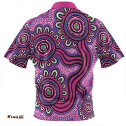 Australia Aboriginal Zip Polo Shirt - Dot Patterns From Indigenous Australian Culture Zip Polo Shirt