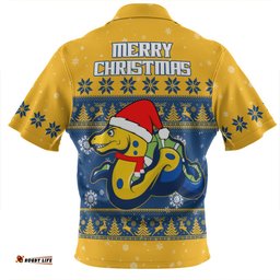 Parramatta Eels Christmas Custom Zip Polo Shirt - Special Ugly Christmas Zip Polo Shirt
