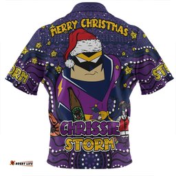 Melbourne Storm Christmas Custom Zip Polo Shirt - Christmas Knit Patterns Vintage Jersey Ugly Zip Polo Shirt