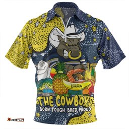North Queensland Cowboys Custom Zip Polo Shirt - Australian Big Things Zip Polo Shirt
