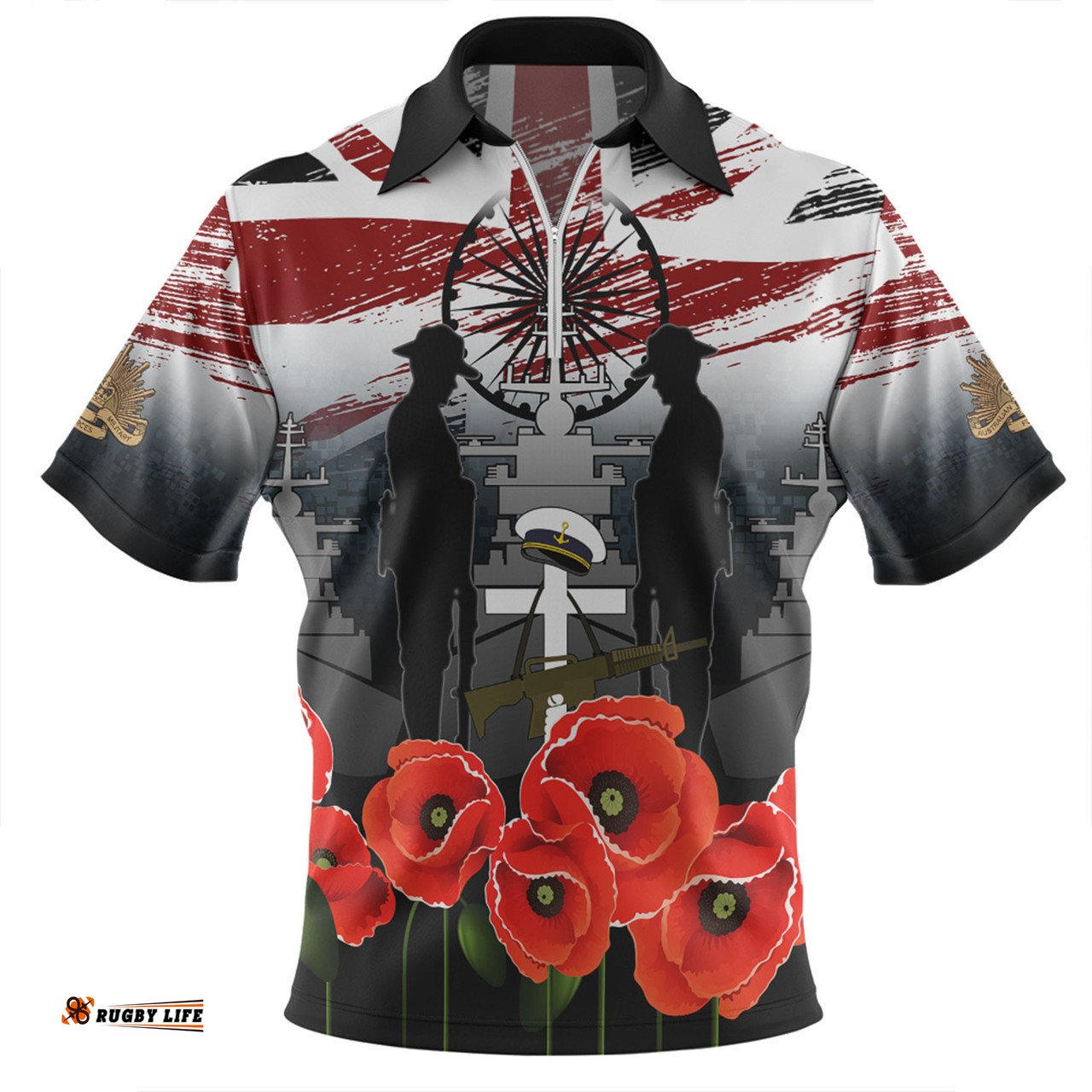 Australia Navy Force Anzac Day Custom Zip Polo Shirt - We Thank You For Our Freedom Zip Polo Shirt