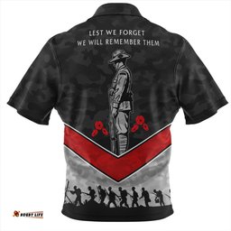 Australia Zip Polo Shirt Camouflage Lest We Forget