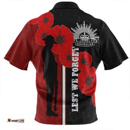 Australia Anzac Day Zip Polo Shirt - Lest We Forget Remebrance Day (Black) Zip Polo Shirt