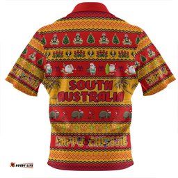 South Australia Christmas Custom Zip Polo Shirt - Happy Chrissie Ugly Style Zip Polo Shirt