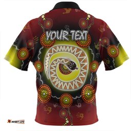 Australia Aboriginal Custom Zip Polo Shirt - The Rainbow Serpent Dreaming Spirit Art Zip Polo Shirt