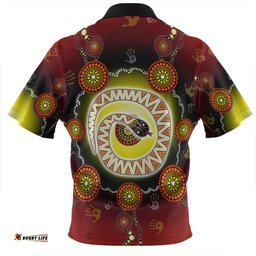 Australia Aboriginal Custom Zip Polo Shirt - The Rainbow Serpent Dreaming Spirit Art Zip Polo Shirt