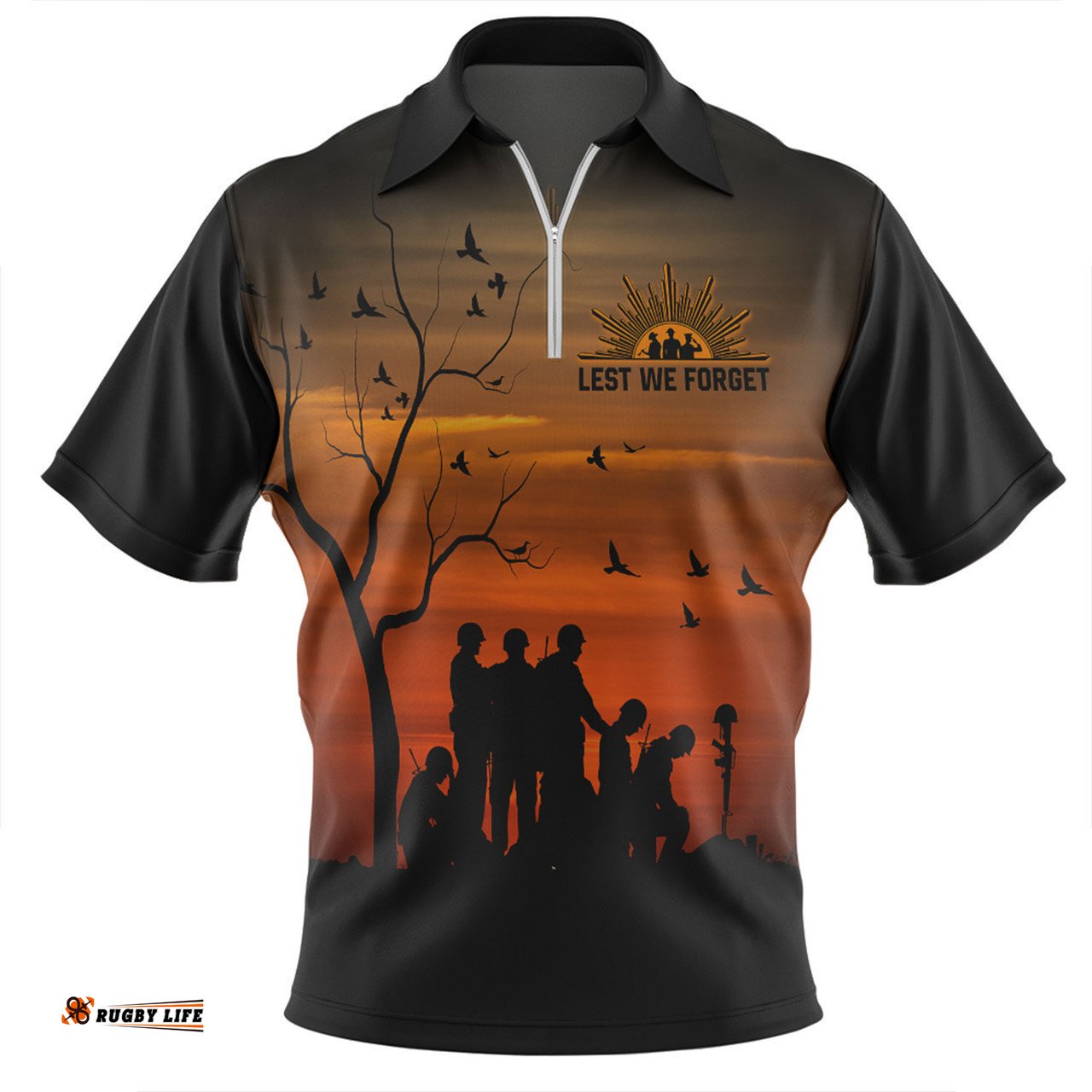 Australia Zip Polo Shirt - Anzac Day Australia And New Zealand Remembers