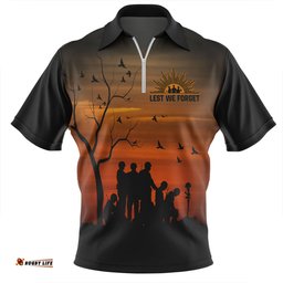 Australia Zip Polo Shirt - Anzac Day Australia And New Zealand Remembers