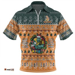 Australia Wallabies Christmas Custom Zip Polo Shirt - Chrissie Spirit Zip Polo Shirt