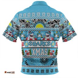 Cronulla-Sutherland Sharks Christmas Aboriginal Custom Zip Polo Shirt - Indigenous Knitted Ugly Xmas Style Zip Polo Shirt