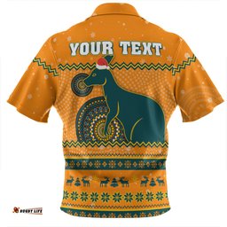 Australia Wallabies Christmas Custom Zip Polo Shirt - Ugly Xmas And Aboriginal Patterns For Die Hard Fan Zip Polo Shirt