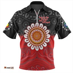 Australia Zip Polo Shirt Aboriginal Inspired Naidoc Half Concept