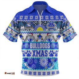 Canterbury-Bankstown Bulldogs Christmas Aboriginal Custom Zip Polo Shirt - Indigenous Knitted Ugly Xmas Style Zip Polo Shirt