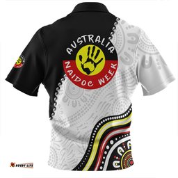 Australia Zip Polo Shirt Naidoc Week Indigenous Culture Inspired Keep the Fire Burning! Blak, Loud and Proud