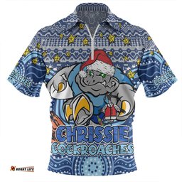 New South Wales Cockroaches Christmas Custom Zip Polo Shirt - Christmas Knit Patterns Vintage Jersey Ugly Zip Polo Shirt