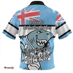 Cronulla-Sutherland Sharks Zip Polo Shirt - Happy Australia Day We Are One And Free