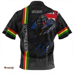 Penrith Panthers Zip Polo Shirt - Happy Australia Day Flag Scratch Style