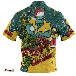 Australia Wallabies Christmas Custom Zip Polo Shirt - Let's Get Lit Chrisse Pressie Zip Polo Shirt