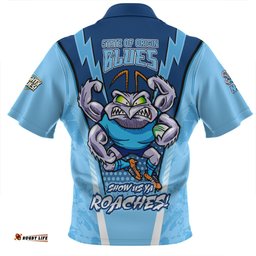 New South Wales Blues Zip Polo Shirt Custom State Of Origin 2024 Show Us Ya Roaches!