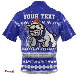 Canterbury-Bankstown Bulldogs Christmas Custom Zip Polo Shirt - Ugly Xmas And Aboriginal Patterns For Die Hard Fan Zip Polo Shirt