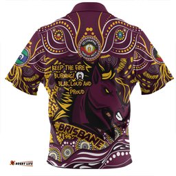 Brisbane Broncos Zip Polo Shirt Celebrating Naidoc Week 2024 Aboriginal Dot Art Inspired